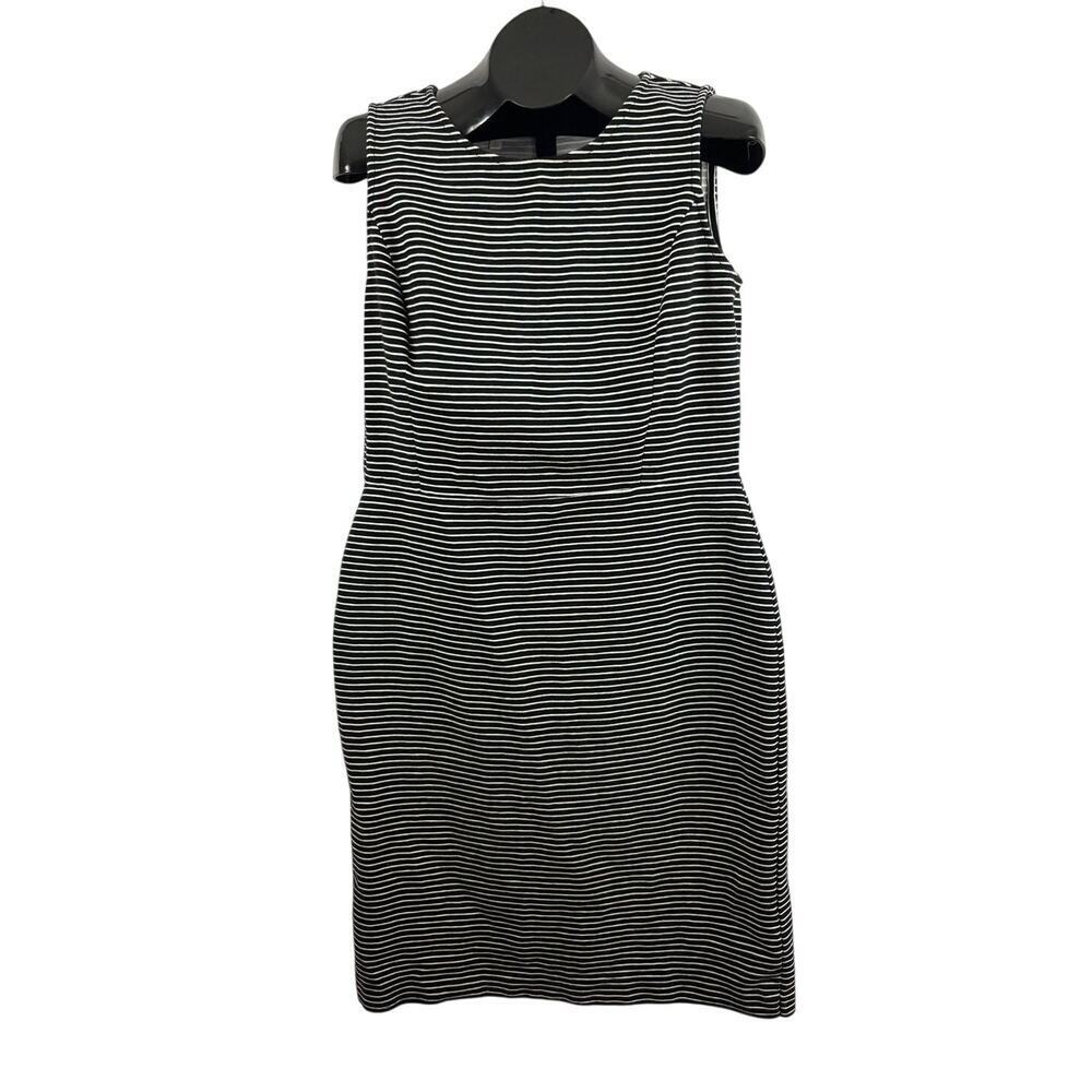 Talbots Sleeveless Black & White Striped Sheath Dress Women's 12